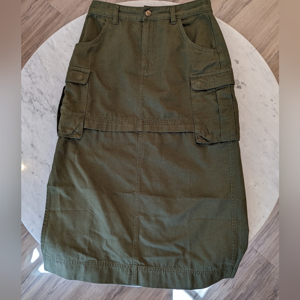 Madewell cargo convertible midi skirt in regenerative Chino - Picture 4 of 8